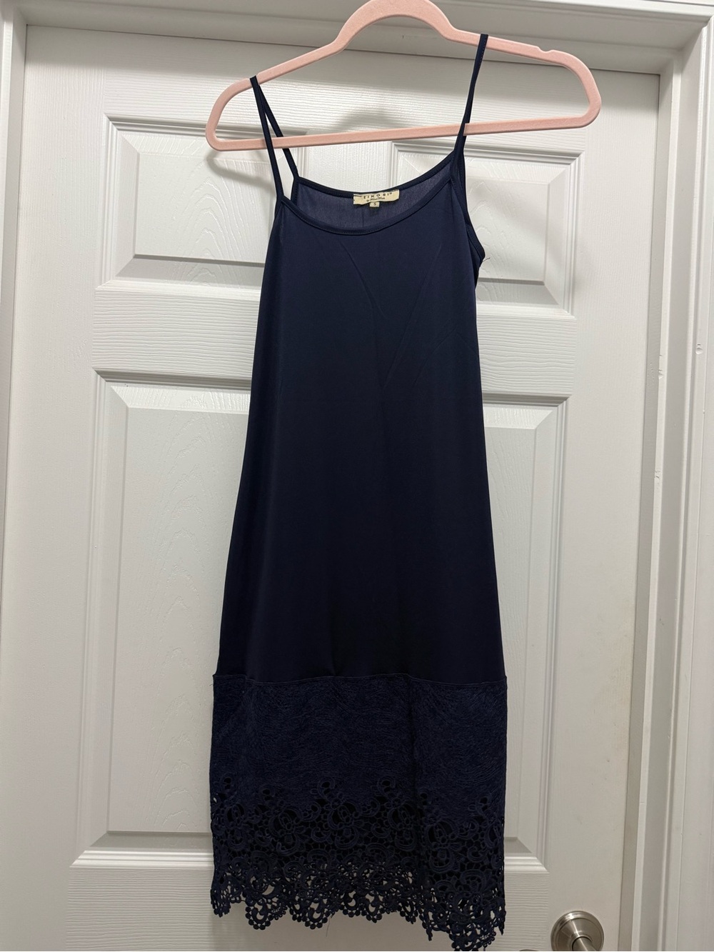 Navy Lace-Hem Slip Dress - Women